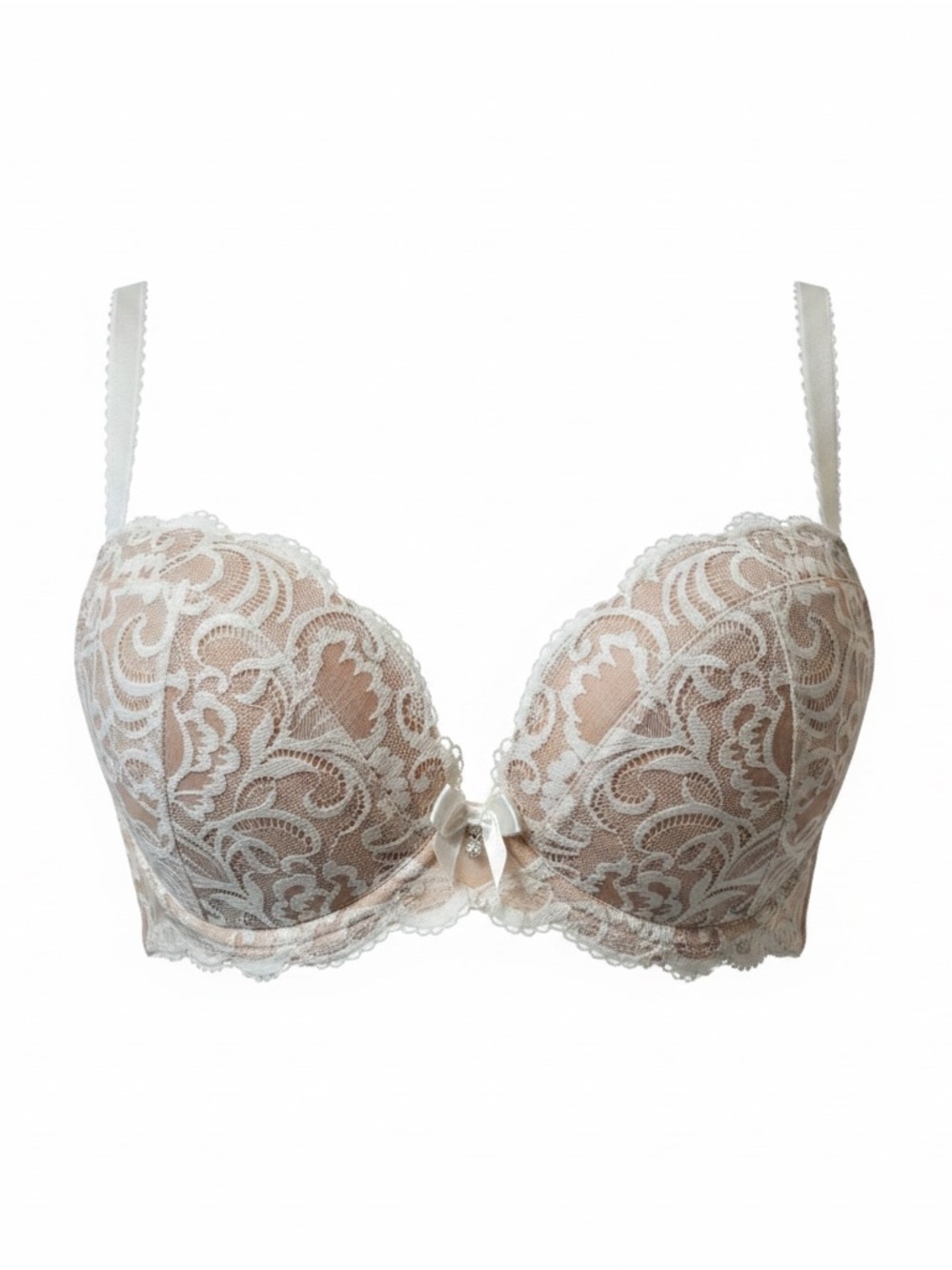 Lace Plunge Push-Up Bra in Ivory